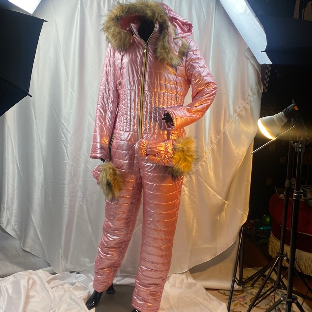 Pink Down Ski Suit